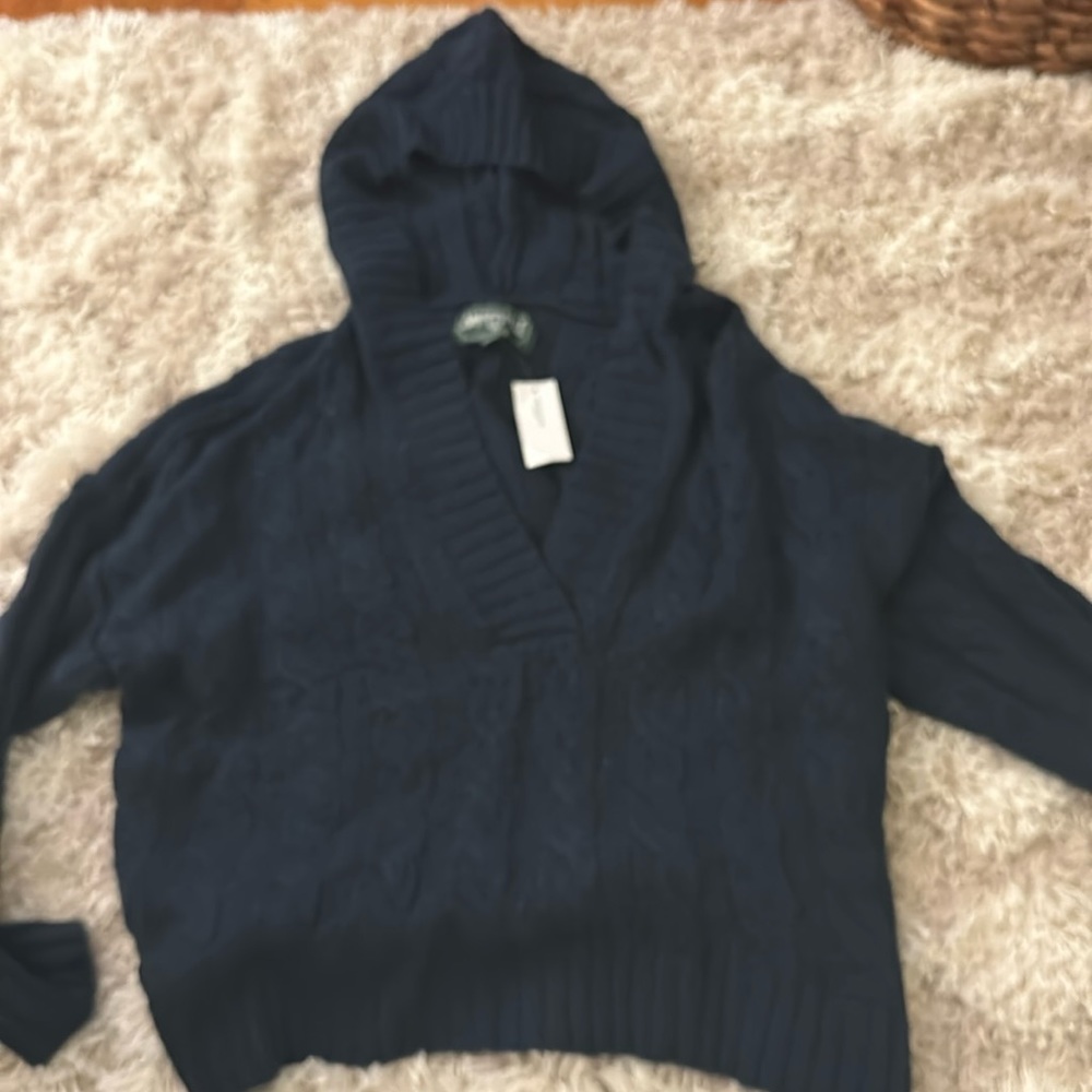 American Eagle navy hooded pullover sweater size small